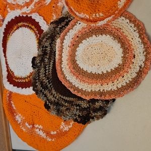 Large lot of hand crochet doilies & table runner